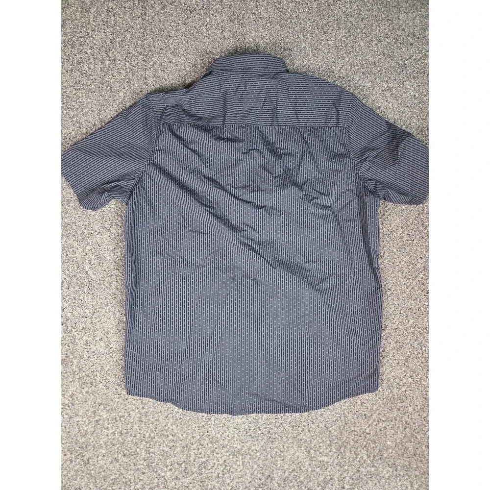 Alfini Mens Casual Short‎ Sleeve Shirt XXL Black & Gray Stripe